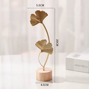 1pcs Golden Ginkgo Leaf Feather Metal Model Figurines Manual Desktop Crafts Ornaments
