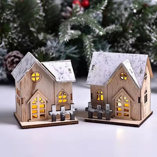 Christmas LED Light Wooden House Luminous Cabin