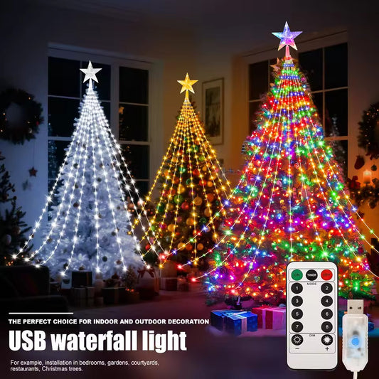 LED Outdoor Christmas Tree Decorations Lights USB 2/3M Waterproof
