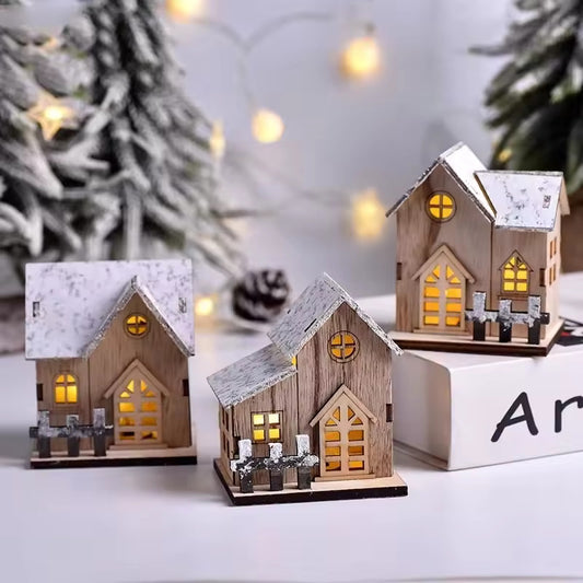 Christmas LED Light Wooden House Luminous Cabin