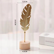 1pcs Golden Ginkgo Leaf Feather Metal Model Figurines Manual Desktop Crafts Ornaments