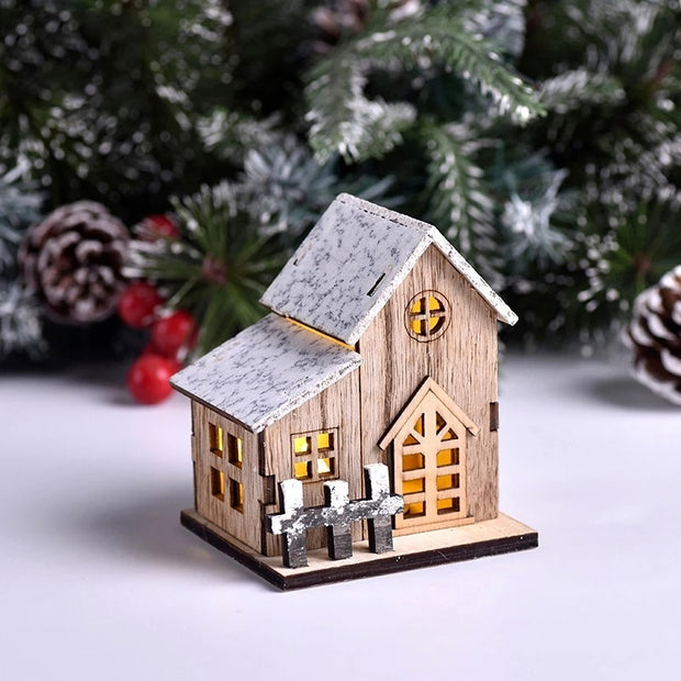 Christmas LED Light Wooden House Luminous Cabin