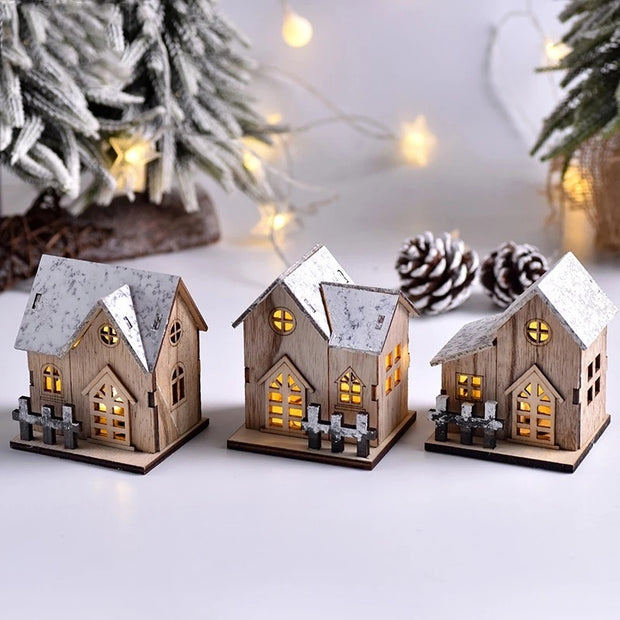 Christmas LED Light Wooden House Luminous Cabin