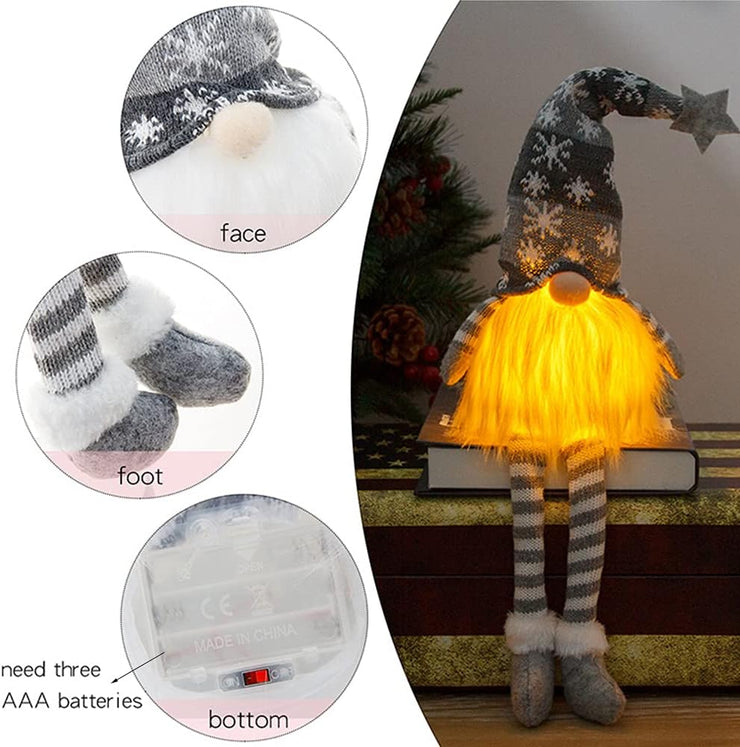 Christmas Faceless Doll Gnome Ornaments LED Light Plush Knitting Crafts Tree Pendant