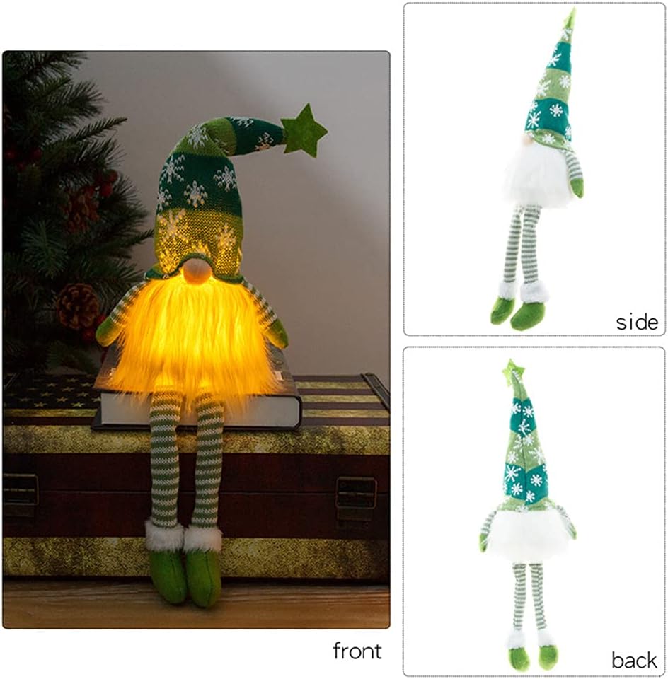 Christmas Faceless Doll Gnome Ornaments LED Light Plush Knitting Crafts Tree Pendant