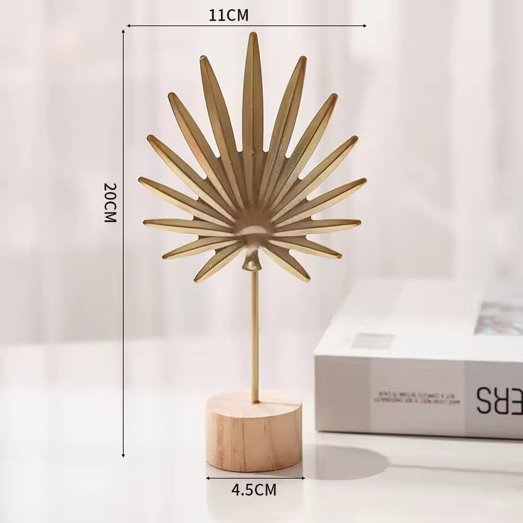 1pcs Golden Ginkgo Leaf Feather Metal Model Figurines Manual Desktop Crafts Ornaments