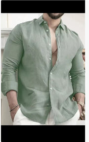 Amazon Men's Linen Shirt Button Shirt Summer Beach Solid Color