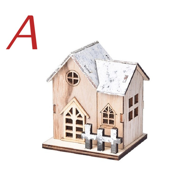 Christmas LED Light Wooden House Luminous Cabin