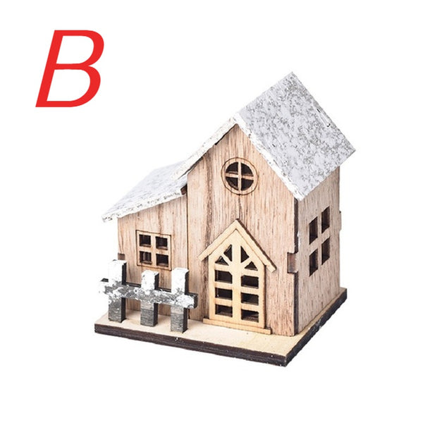 Christmas LED Light Wooden House Luminous Cabin