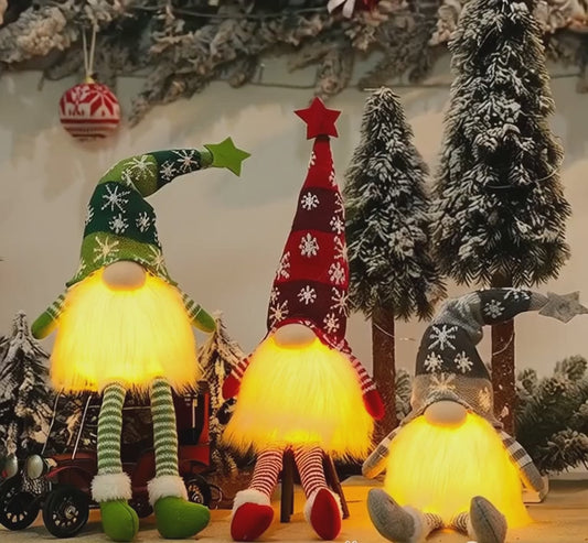 Christmas Faceless Doll Gnome Ornaments LED Light Plush Knitting Crafts Tree Pendant